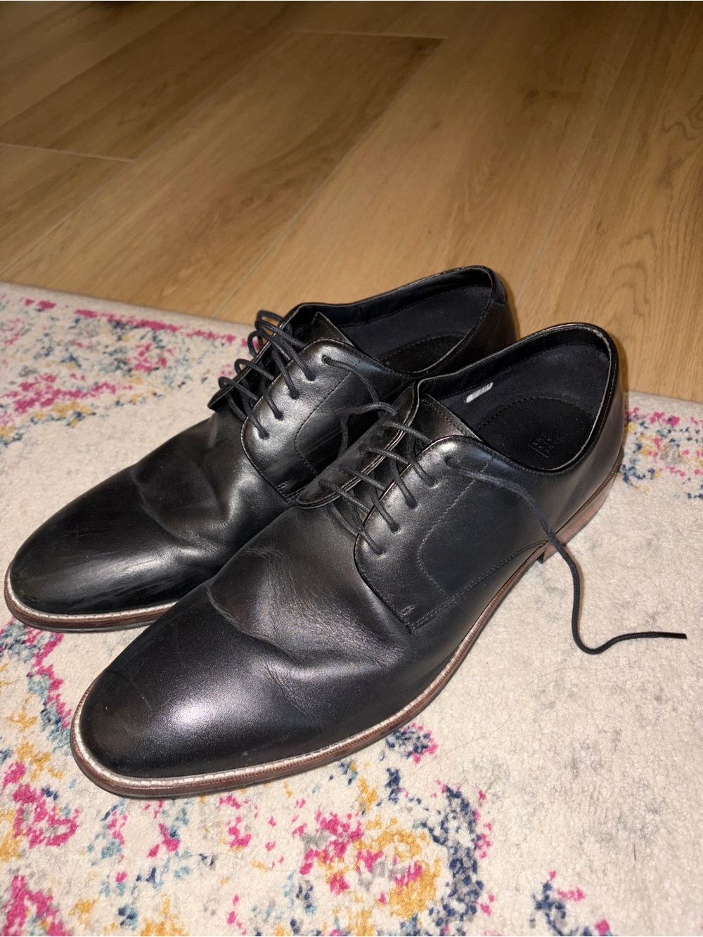 Men's Black Leather Derby Shoes - Sleek Lace-Up Design